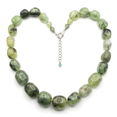 Power of Nature 175.5 carat Moss Prehnite .925 Sterling Silver handcrafted Large necklace