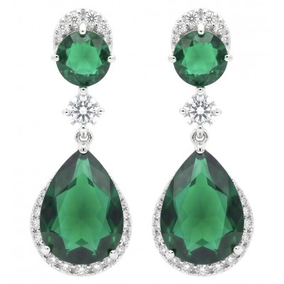 Tiffany - Authentic 15.5 CARAT Siberian Chrome Diopside rhodium over .925 Sterling Silver handcrafted earrings