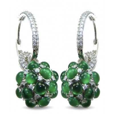 Giovanna- Authentic 6.5 CARAT natural Colombian Emerald .925 Sterling Silver handcrafted Statement earrings