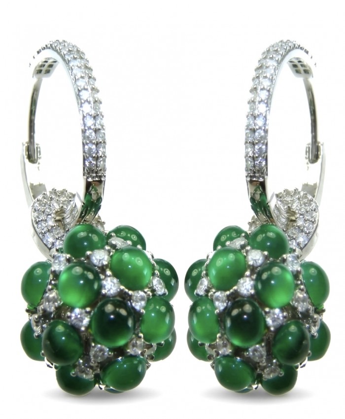 Giovanna- Authentic 6.5 CARAT natural Colombian Emerald .925 Sterling Silver handcrafted Statement earrings
