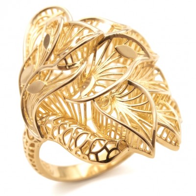 Dubai Style - .925 Sterling Silver dipped in 22K Gold handmade Large ring size 8