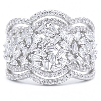 Romantica Precious Natural 2.2 carat White Topaz .925 Sterling Silver ring size 9