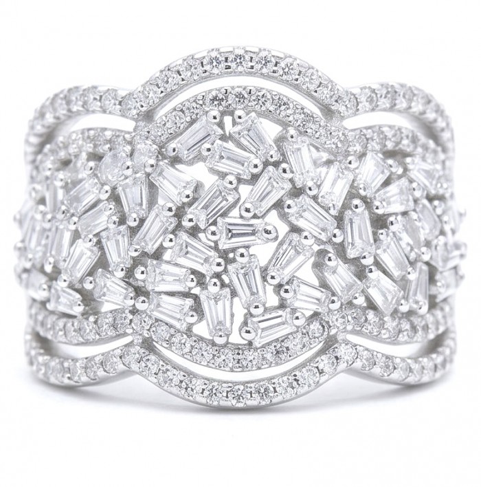Romantica Precious Natural 2.2 carat White Topaz .925 Sterling Silver ring size 9