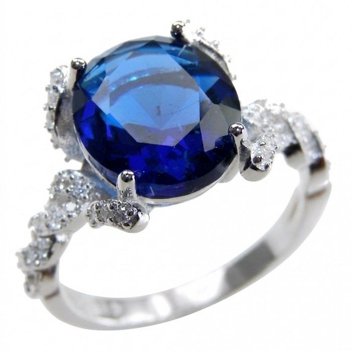 Julietta 6.5 carat Sapphire .925 Sterling Silver handmade Statement ring size 7 1/4