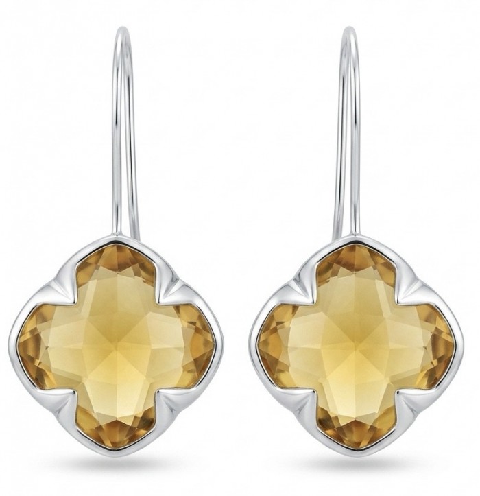 Colden Clover 22.5 carat Champagne Smoky Topaz .925 Sterling Silver handmade Earrings
