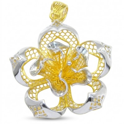 Dubai Style - Golden Rose .925 Sterling Silver dipped in 22K Gold handmade Pendant