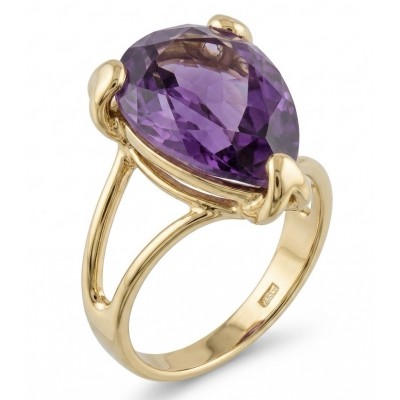 Lavender Love 10.5 carat natural Amethyst 18K Gold over .925 Sterling Silver Handcrafted Ring size 10 1/4