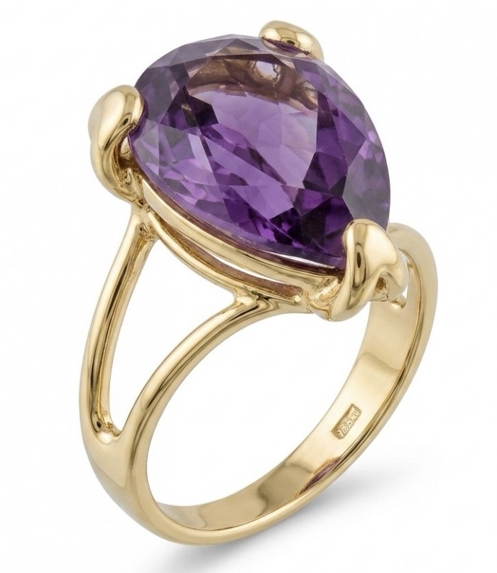 Lavender Love 10.5 carat natural Amethyst 18K Gold over .925 Sterling Silver Handcrafted Ring size 10 1/4