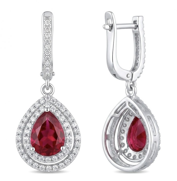 Exquisite 5.4 ctw Mozambique Ruby .925 Sterling Silver handcrafted Statement earrings