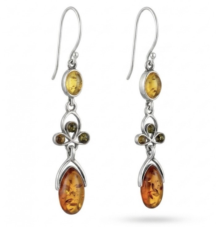 Natural Baltic Amber .925 Sterling Silver handmade earrings