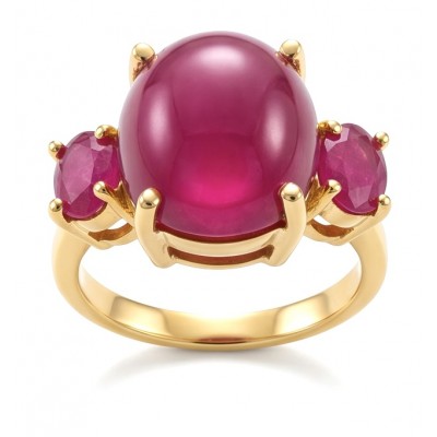 Giuseppina - Magnificent 10.7 carat authentic Ruby 22K Gold over .925 Sterling Silver handcrafted Statement Ring size 6