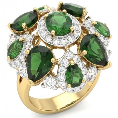 Spectaculat 9.2 carat Travorite Garnet 18K Gold over .925 Sterling Silver Statement Ring size 7 3/4