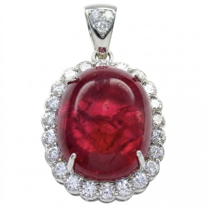 Rare finding! Deluxe 57.2 carat authentic Kashmir Ruby rhodium over .925 Sterling Silver handmade Statement Pendant - video