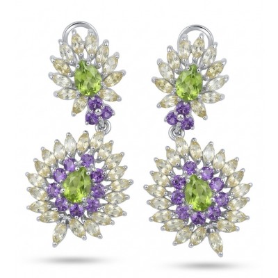 Isabel Authentic 25.2 carat Peridot from Arizona .925 Sterling Silver handmade earrings