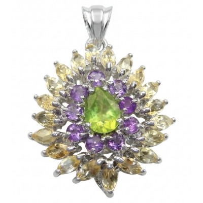 Isabel Authentic 11.2 carat Peridot from Arizona .925 Sterling Silver handmade pendant