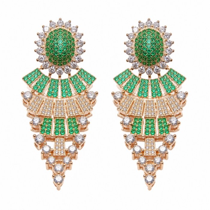 Authentic 4.7 carat Tsavorite Garnet 18K Rose Gold over .925 Sterling Silver handcrafted Statement earrings - video