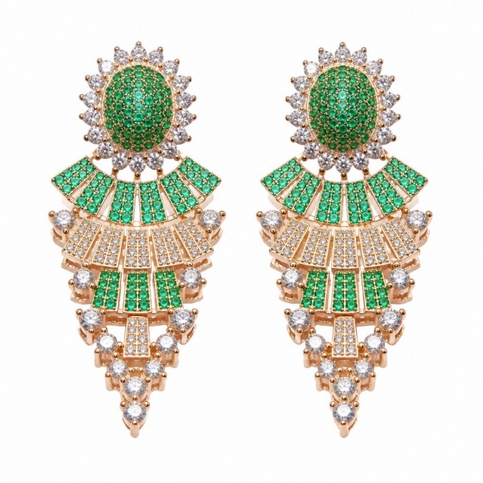 Authentic 4.7 carat Tsavorite Garnet 18K Rose Gold over .925 Sterling Silver handcrafted Statement earrings