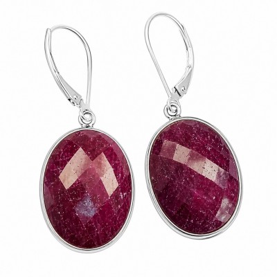 Giovanna Natural 22.2 carat Kasmir Ruby 18K Gold over .925 Sterling Silver handcrafted Statement earrings