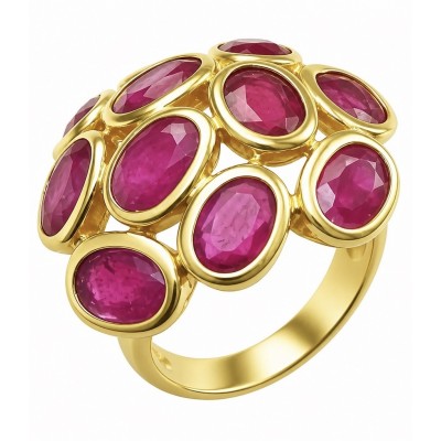 Giovanna 19.7 carat Mozambique Ruby .925 Sterling Silver dipped in 22K Gold handmade Statement Ring size 7