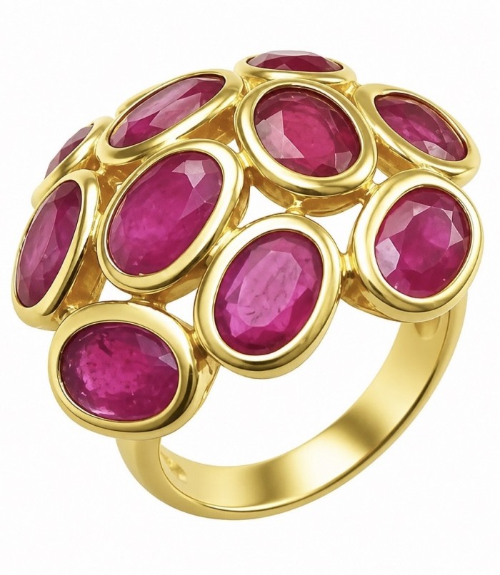 Giovanna 19.7 carat Mozambique Ruby .925 Sterling Silver dipped in 22K Gold handmade Statement Ring size 7