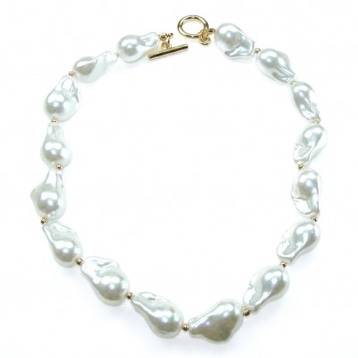 Outstanding Mother of pearl golden handcrafted Statement necklace