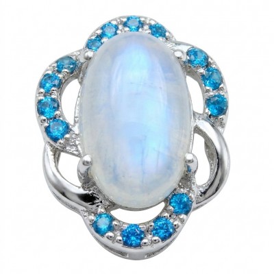Genuine 7.2 carat Fire Moonstone .925 Sterling Silver handcrafted pendant
