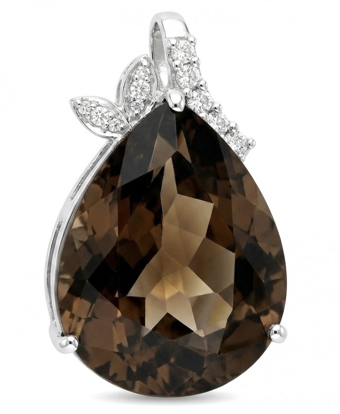 Romantica 22.5 carat Brazilian Smoky Topaz .925 Sterling Silver dipped in Rhodium handmade Pendant