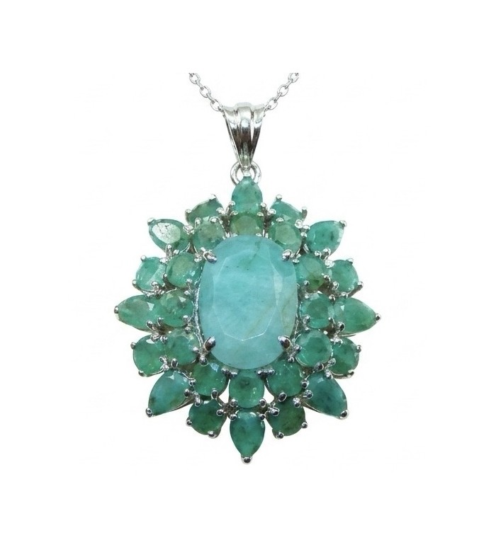 Amazonia - 18.8 carat Colombian Emerald .925 Sterling Silver handmade Statement pendant