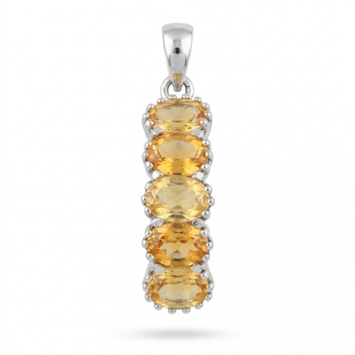 Authentic 8.5 carat Brazilian Citrine rhodium over .925 Sterling Silver handcrafted Statement Pendant