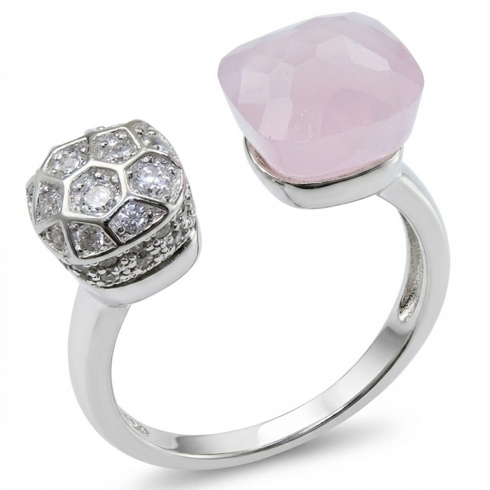 Aphrodite - 2.7 carat Rose Quartz .925 STERLIG Silver handcrafted Soild ring size 7