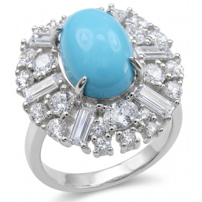 Exquisite Beauty stabilized Turquoise .925 Sterling Silver handmade Statement ring s. 7 1/4