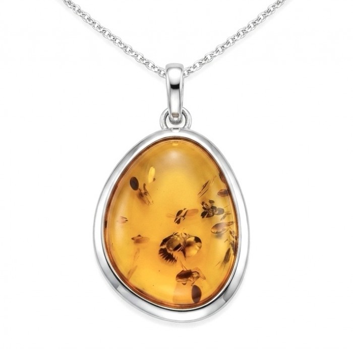 Prehistoric Authentic Golden Baltic Amber .925 Sterling Silver beautifully handcrafted Pendant