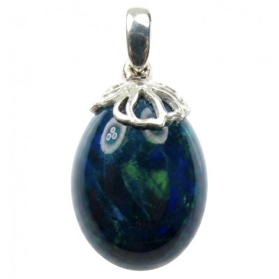 Mystery 10.8 CTW Authentic Black Opal 14K Gold over .925 Sterling Silver handmade Pendant