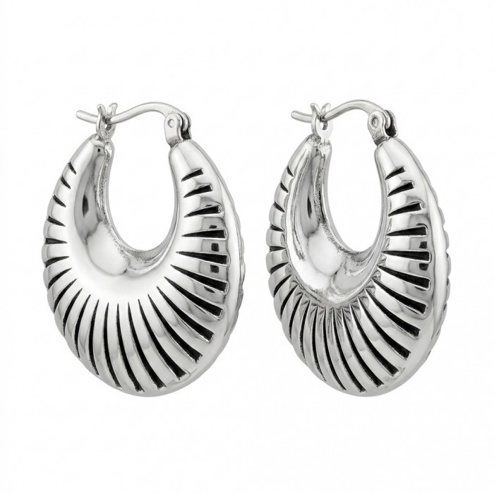 Highly Polished Fancy Modern design .925 Sterling Silver Italy made Earrings