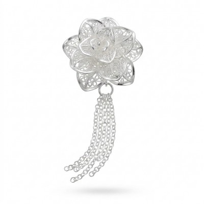 Silver Rose Vintage style Luxurious fashion Sterling Silver Necklace