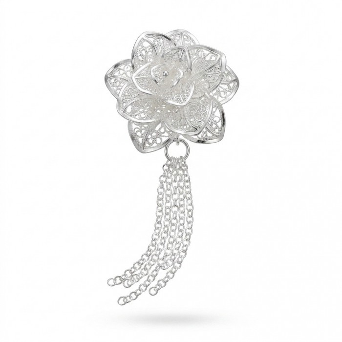 Silver Rose Vintage style Luxurious fashion Sterling Silver Necklace