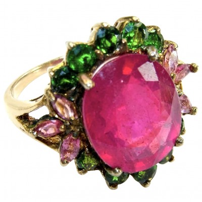 Scarlett 17.5 ctw Mozambique Ruby .925 Sterling Silver dipped in 22K Gold handcrafted Statement Ring size 7