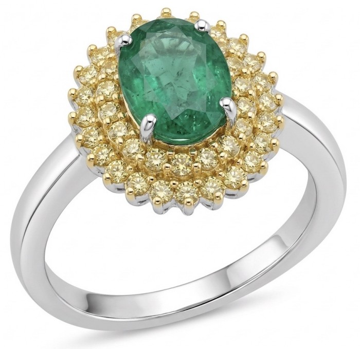Precious 3.2 CARAT Colombian Emerald 18K Gold over .925 Sterling Silver Statement Ring s. 7