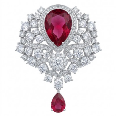 Heirloom Genuine 23.7 carat Kasmir Ruby .925 Sterling Silver handmade Pendant - Brooch
