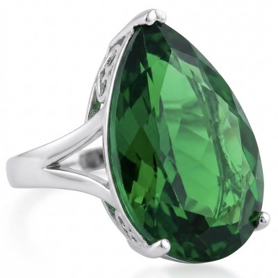 Exotic Beauty oval cut 29.5 carat Helenite .925 Sterling Silver handmade Ring s. 7