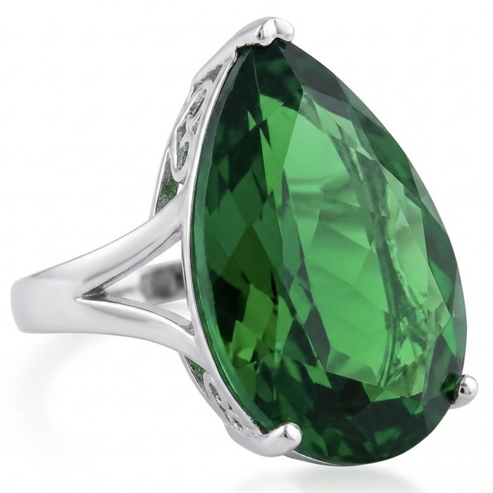 Exotic Beauty oval cut 29.5 carat Helenite .925 Sterling Silver handmade Ring s. 7