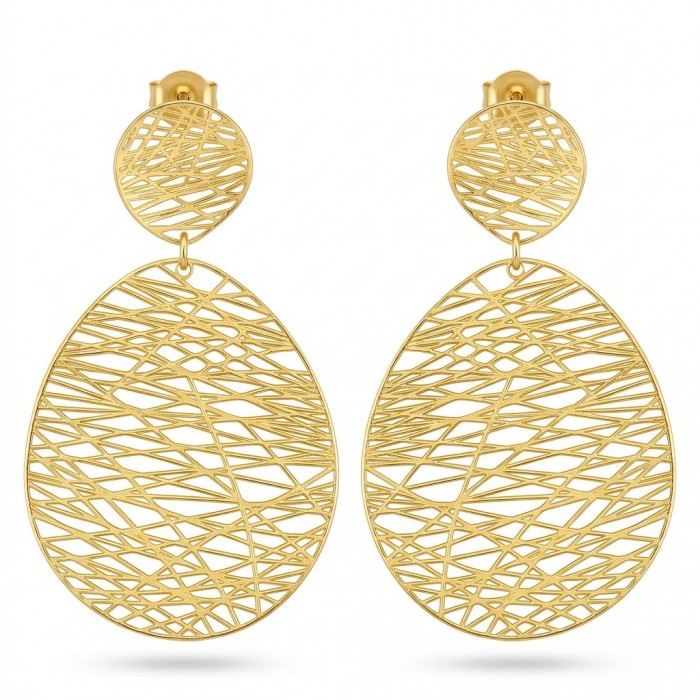 Dubai Style - .925 Sterling Silver dipped in 22K Gold handmade Earrings