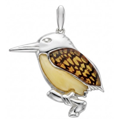 Summer Bird Amber .925 Sterling Silver handmade Pendant