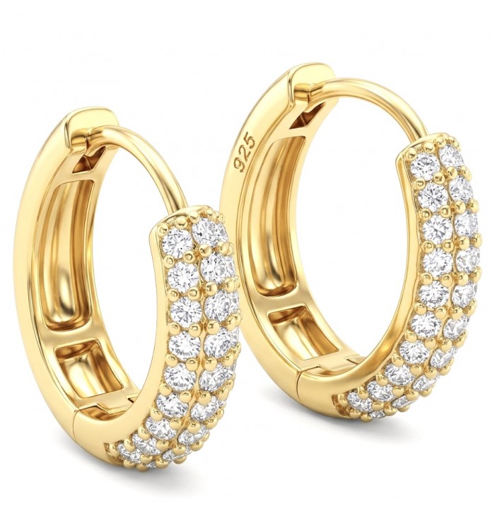 Dubai Style - 0.8 carat White Topaz .925 Sterling Silver dipped in 18K Gold handmade Earrings