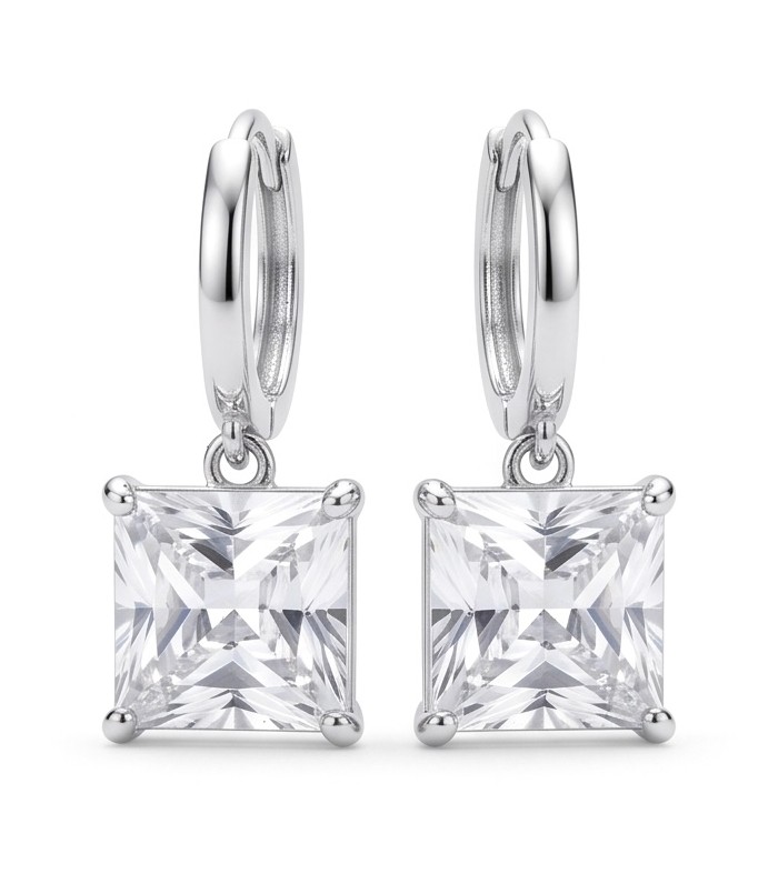 Angelina asscher cut 14.9 carat authentic White Topaz .925 Sterling Silver Handcrafted Earrings