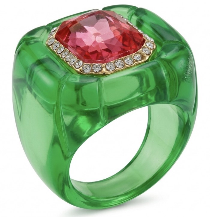 Candy Store - Modern Design Natural Green Raisin Pink Topaz .925 Sterling Silver ring size 8 1/2