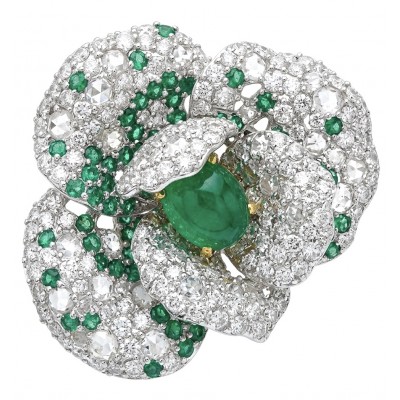 Secret Rose - Vintage Style 6.8 carat Jade 18K Gold over .925 Sterling Silver handmade Large Cocktail Ring s. 6