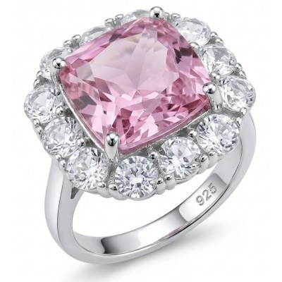 Tiffany - authentic princes cut 14.5 carat Pink Sapphire .925 Sterling Silver Handcrafted Statement Ring size 7 1/2