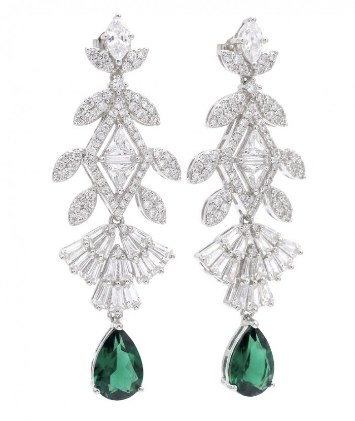 Giovanna - Authentic 4.9 carat COLOMBIAN EMERALD .925 Sterling Silver handcrafted Statement earrings