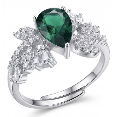 Precious 3.8 CARAT Chrome Diopside .925 Sterling Silver Statement Ring s. 8 adjustable